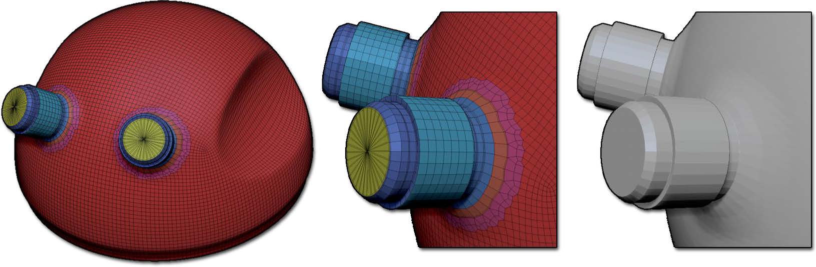 The bridging connection between the inserted meshes and the PolyGroups border