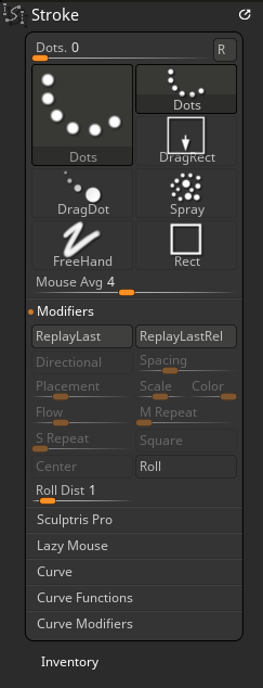 Stroke palette