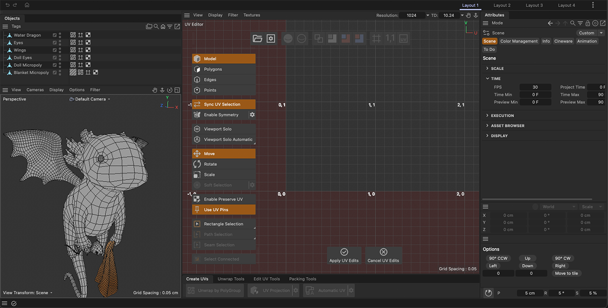 The UV Editor in Layout 1