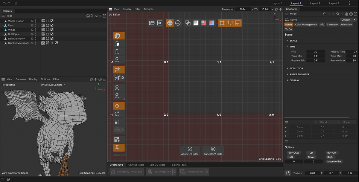 The UV Editor in Layout 2