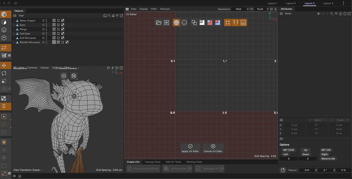 The UV Editor in Layout 3